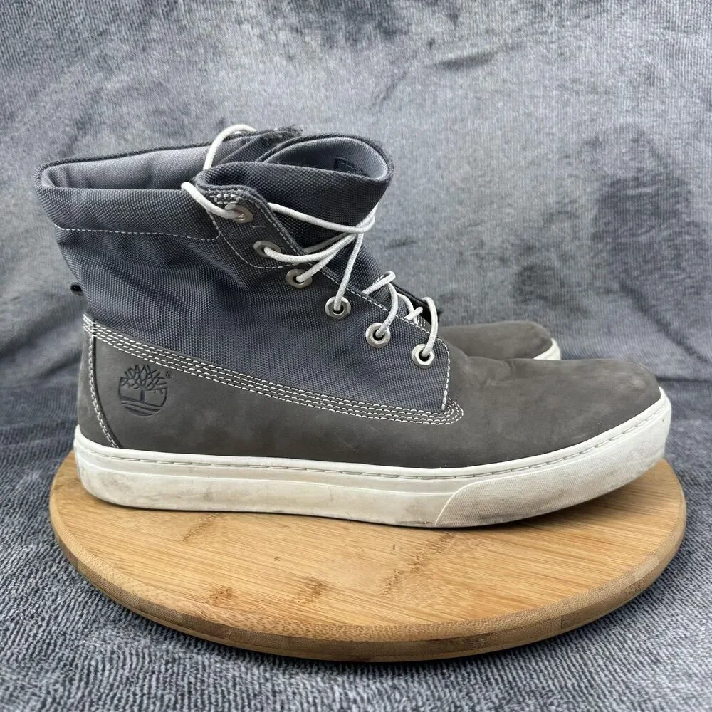 Timberland Chukka Boots Mens Size 10.5 Gray Leather Canvas Lace Up High Top